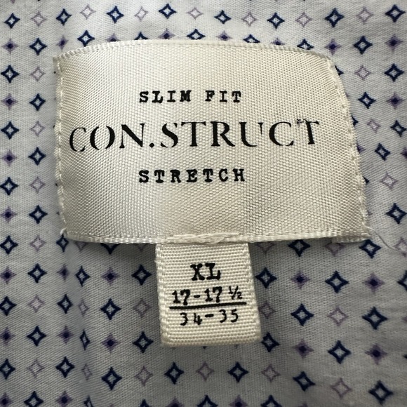 CON.STRUCT Shirt Mens XL Geometric Slim Fit Stretch Button Up Long Sleeve Casual - Picture 2 of 6